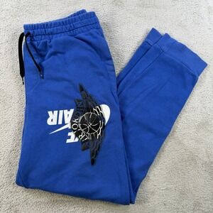 Nike Air Jordan Joggers Mens Large Blue Fleece Drawstring Gym Pocket Sweatpants